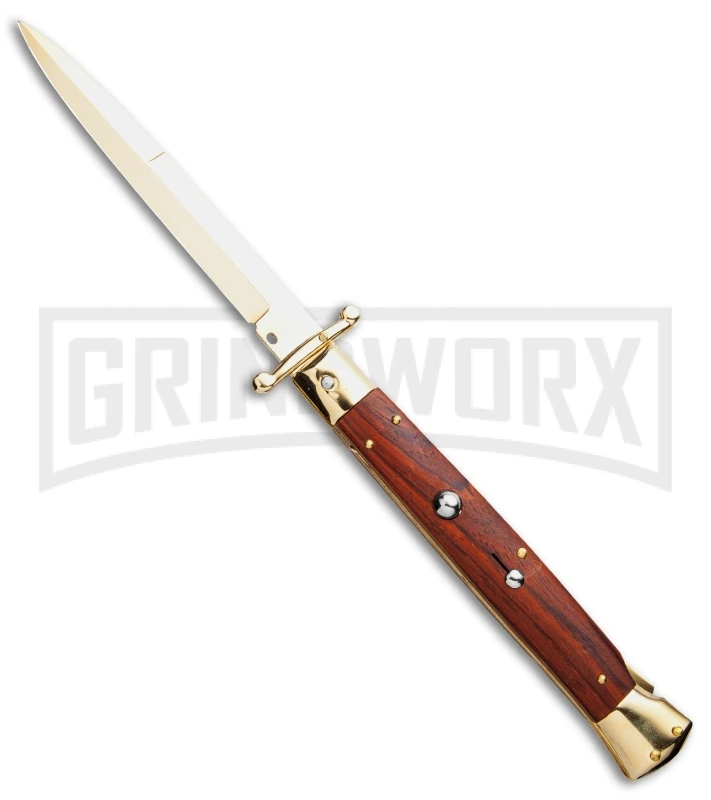 Frank B. 11" Cocobolo Italian Stiletto Swinguard Gold Plated - Bayonet Gold 3 Frank B. 11" Cocobolo Italian Stiletto Swinguard Gold Plated - Bayonet Gold