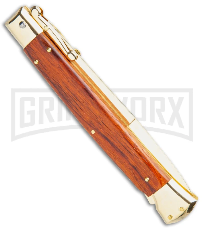 Frank B. 11" Cocobolo Italian Stiletto Swinguard Gold Plated - Bayonet Gold 5 Frank B. 11" Cocobolo Italian Stiletto Swinguard Gold Plated - Bayonet Gold - Image 3