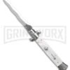 Frank B. 9" Italian Stiletto White Pearlex Automatic Knife - Kriss 2 Frank B. 9" Italian Stiletto White Pearlex Automatic Knife - Kriss -Grindworx Frank B 9in Italian Stiletto AK Knife White Pealex 4in Ssatin Kriss BHQ 186377 td large