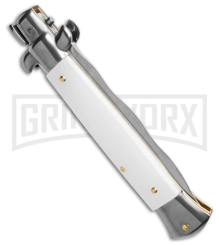 Frank B. 9" Italian Stiletto White Pearlex Automatic Knife - Kriss 5 Frank B. 9" Italian Stiletto White Pearlex Automatic Knife - Kriss - Image 3