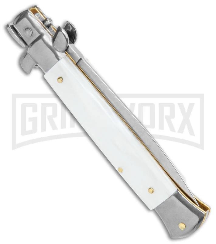 Frank B. 9" Italian Stiletto White Pearlex Automatic Knife - Dagger 5 Frank B. 9" Italian Stiletto White Pearlex Automatic Knife - Dagger - Image 3