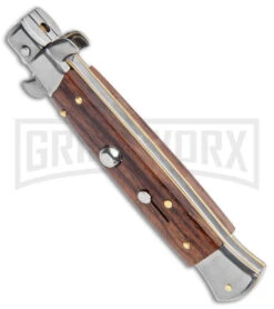 Frank B. 9" Italian Stiletto Palisander Wood Automatic Knife - Polish Bayonet 8 Frank B. 9" Italian Stiletto Palisander Wood Automatic Knife - Polish Bayonet -Grindworx Frank B 9in Italian Stiletto Palisander Wood Auto Polish Bayo BHQ 141099 jr side large