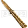 Gold Skull Balisong Butterfly Knife - Gold Plain 2 Gold Skull Balisong Butterfly Knife - Gold Plain -Grindworx Gold Skull Balisong Drop Point Butterfly Knife GX 37608 td large