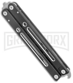 Instaknives Black Aluminum Balisong Tanto Trainer/Live Blade - Satin Dull/Plain -Grindworx Instaknives Black Balisong Tanto Trainer Blade GX 37598 jr side large