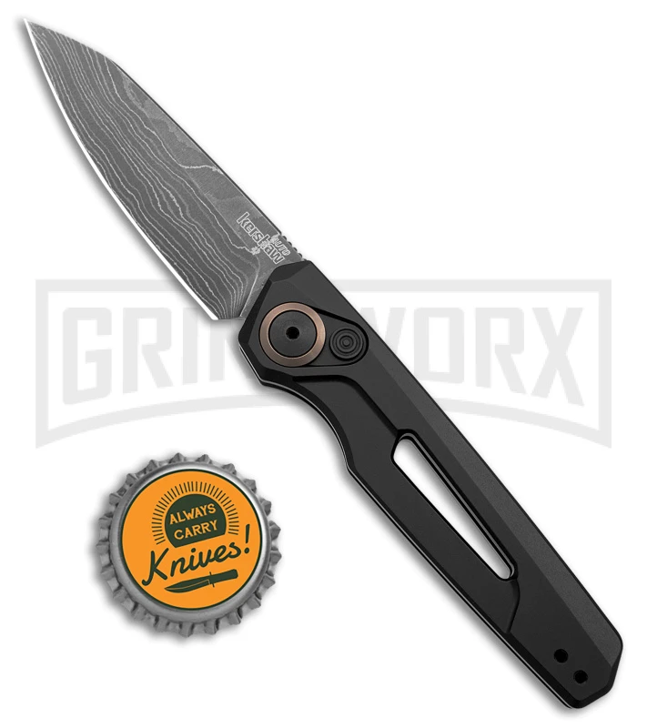 Kershaw Launch 11 Black Aluminum Automatic Knife - Damascus Plain 6 Kershaw Launch 11 Black Aluminum Automatic Knife - Damascus Plain - Image 4