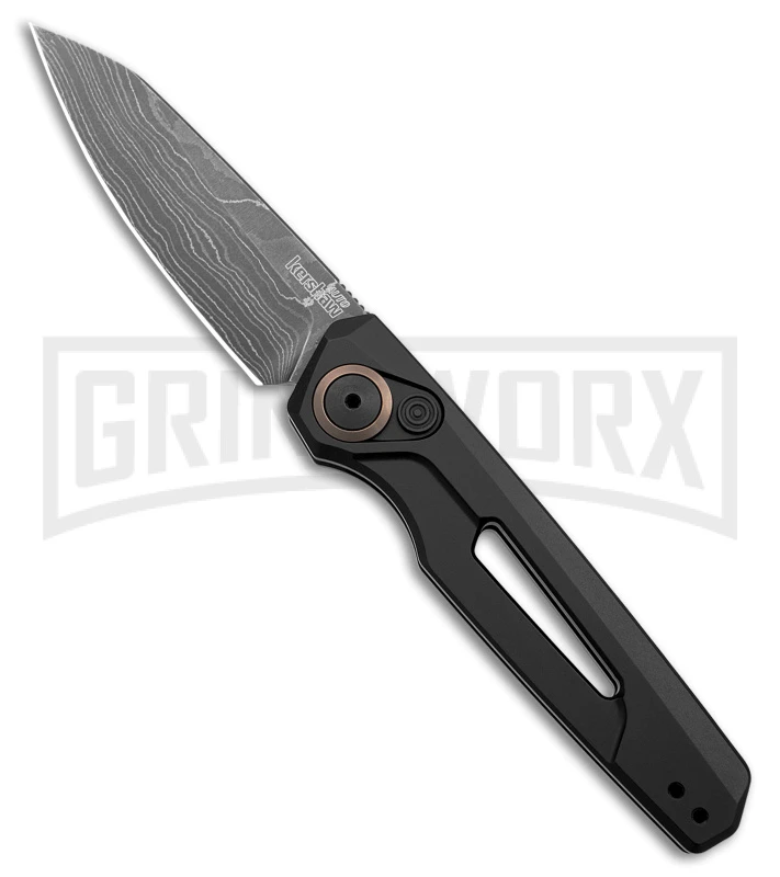 Kershaw Launch 11 Black Aluminum Automatic Knife - Damascus Plain 3 Kershaw Launch 11 Black Aluminum Automatic Knife - Damascus Plain