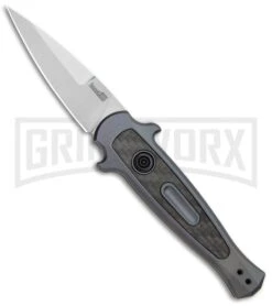 Kershaw Launch 12 Gray Aluminum Mini Stiletto Automatic Knife - Stonewash Plain