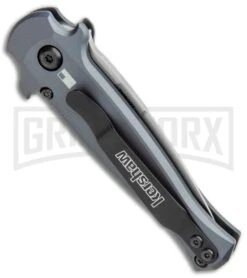 Kershaw Launch 12 Gray Aluminum Mini Stiletto Automatic Knife - Stonewash Plain 8 Kershaw Launch 12 Gray Aluminum Mini Stiletto Automatic Knife - Stonewash Plain -Grindworx Kershaw Launch 12 Mini Stiletto Auto Gray CF SW KER7125GRY BHQ 114043 jr side large