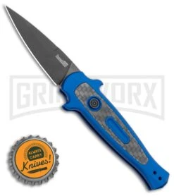 Kershaw Launch 12 Blue Aluminum/CF Mini Stiletto Automatic Knife - Black Plain 9 Kershaw Launch 12 Blue Aluminum/CF Mini Stiletto Automatic Knife - Black Plain -Grindworx Kershaw Launch 12 Mini Stiletto Automatic Knife Blue 2.5 Black 7125BLUBLK BHQ 117960 LS Spine large