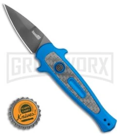 Kershaw Launch 12 CA Legal Blue Mini Stiletto Automatic Knife - Black Plain 9 Kershaw Launch 12 CA Legal Blue Mini Stiletto Automatic Knife - Black Plain -Grindworx Kershaw Launch 12 Mini Stiletto Automatic Knife Blue 2.5 Black 7130BLUBLK BHQ 117930 LS Bottlecap large