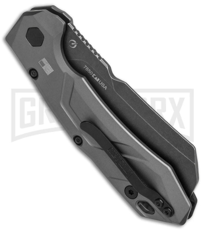 Kershaw Launch 14 Automatic Knife Cleaver Gray Aluminum - Black Stonewash Plain 5 Kershaw Launch 14 Automatic Knife Cleaver Gray Aluminum - Black Stonewash Plain - Image 3
