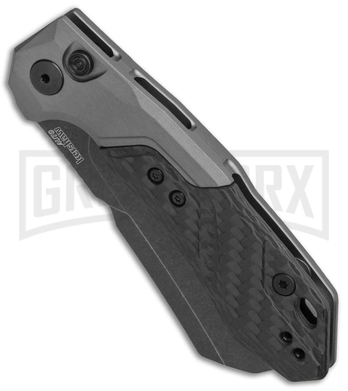 Kershaw Launch 14 Automatic Knife Cleaver Gray Aluminum - Black Stonewash Plain 4 Kershaw Launch 14 Automatic Knife Cleaver Gray Aluminum - Black Stonewash Plain - Image 2