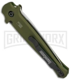 Kershaw Launch 8 Stiletto Automatic Knife Green/CF (3.5" Stonewash) -Grindworx Kershaw Launch 8 Stiletto Auto Green CF SW KER7150OLSW BHQ 105833 jr side large