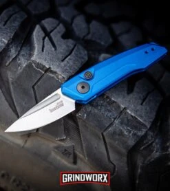 Kershaw Launch 9 Blue Automatic Knife CA Legal - Stonewash Plain -Grindworx Kershaw Launch 9 Automatic Knife Blue Working 7250BLUSW BHQ 113299 kp tire web large