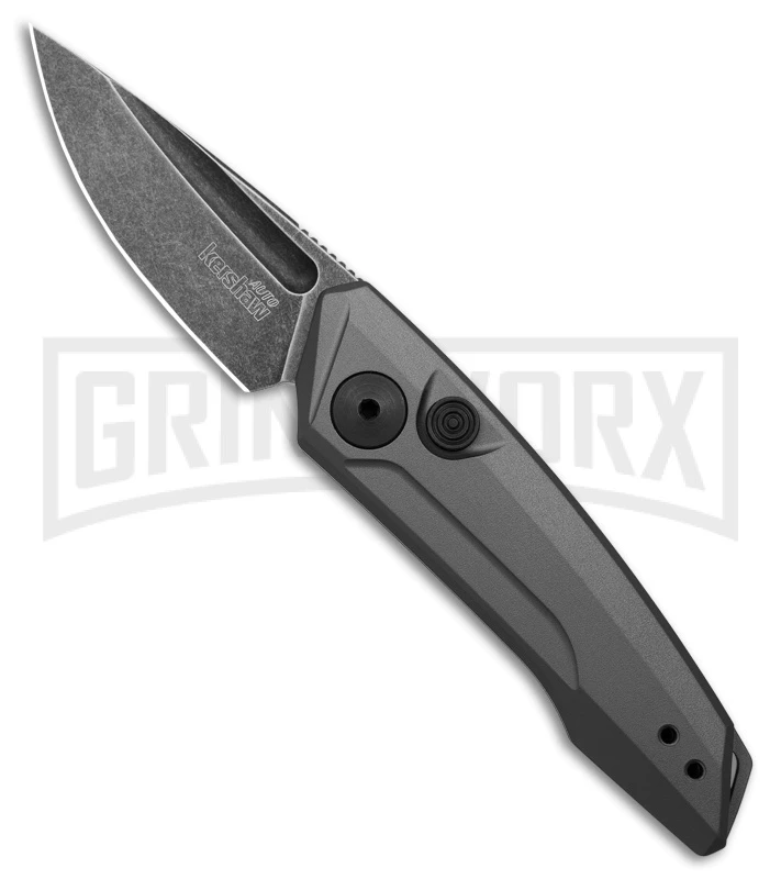 Kershaw Launch 9 Gray Aluminum Automatic Knife - Black SW Plain 3 Kershaw Launch 9 Gray Aluminum Automatic Knife - Black SW Plain