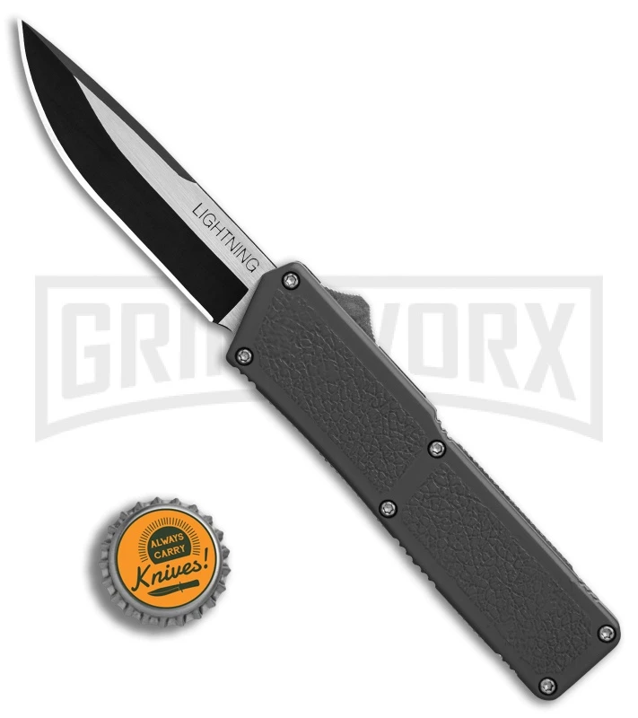 Lightning Gray D/A OTF Automatic Knife - Two-Tone Plain 6 Lightning Gray D/A OTF Automatic Knife - Two-Tone Plain - Image 4