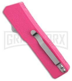 Lightning Pink D/A OTF Automatic Knife - Tanto Satin Serr 7 Lightning Pink D/A OTF Automatic Knife - Tanto Satin Serr -Grindworx Lightning Pink DA OTF Automatic Knife Tanto Satin Serr GX 41323 td side large