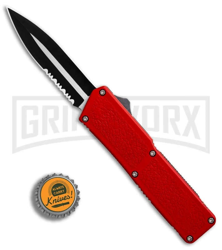 Lightning Red D/A OTF Automatic Knife - Dagger Two-Tone Serr 4TH18 6 Lightning Red D/A OTF Automatic Knife - Dagger Two-Tone Serr 4TH18 - Image 4