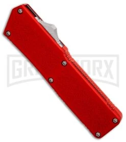 Lightning Red D/A OTF Automatic Knife - Dagger Two-Tone Serr 4TH18 8 Lightning Red D/A OTF Automatic Knife - Dagger Two-Tone Serr 4TH18 -Grindworx Lightning Red DA Dagger Two Tone Serr BP 30349 er spine large