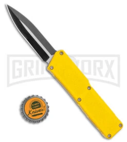Lightning Yellow D/A OTF Automatic Knife - Two Tone Dagger 9 Lightning Yellow D/A OTF Automatic Knife - Two Tone Dagger -Grindworx Lightning Yellow DA OTF Auto TT Dagger GX 39053 jr bottlecap large 1