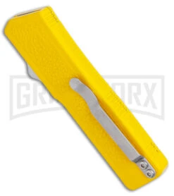 Lightning Yellow D/A OTF Automatic Knife - Two Tone Dagger -Grindworx Lightning Yellow DA OTF Auto TT Dagger GX 39053 jr side large