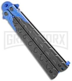M-Tech Snake Eye Balisong Butterfly Trainer - Black / Blue 8 M-Tech Snake Eye Balisong Butterfly Trainer - Black / Blue -Grindworx M Tech Snake Eye Balisong Butterfly Trainer Black Blue BUTT PK 1157BL GX 36724 jr side large