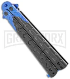 M-Tech Snake Eye Balisong Butterfly Trainer - Black / Blue 7 M-Tech Snake Eye Balisong Butterfly Trainer - Black / Blue -Grindworx M Tech Snake Eye Balisong Butterfly Trainer Black Blue BUTT PK 1157BL GX 36724 jr spine large