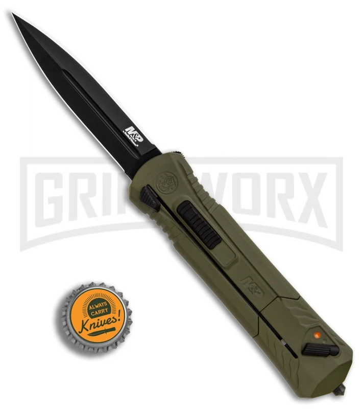 M&P Spring Assisted OD Green OTF Spear Point Knife - Black Plain 6 M&P Spring Assisted OD Green OTF Spear Point Knife - Black Plain - Image 4