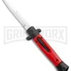 Mago 9" Red Bayonet Italian Stiletto OTF Automatic Knife - Satin Plain -Grindworx Mago 9in Red Bayo Italian Stiletto OTF Satin GX 36310 jr large