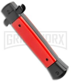 Mago 9" Red Bayonet Italian Stiletto OTF Automatic Knife - Satin Plain 9 Mago 9" Red Bayonet Italian Stiletto OTF Automatic Knife - Satin Plain -Grindworx Mago 9in Red Bayo Italian Stiletto OTF Satin GX 36310 jr side large