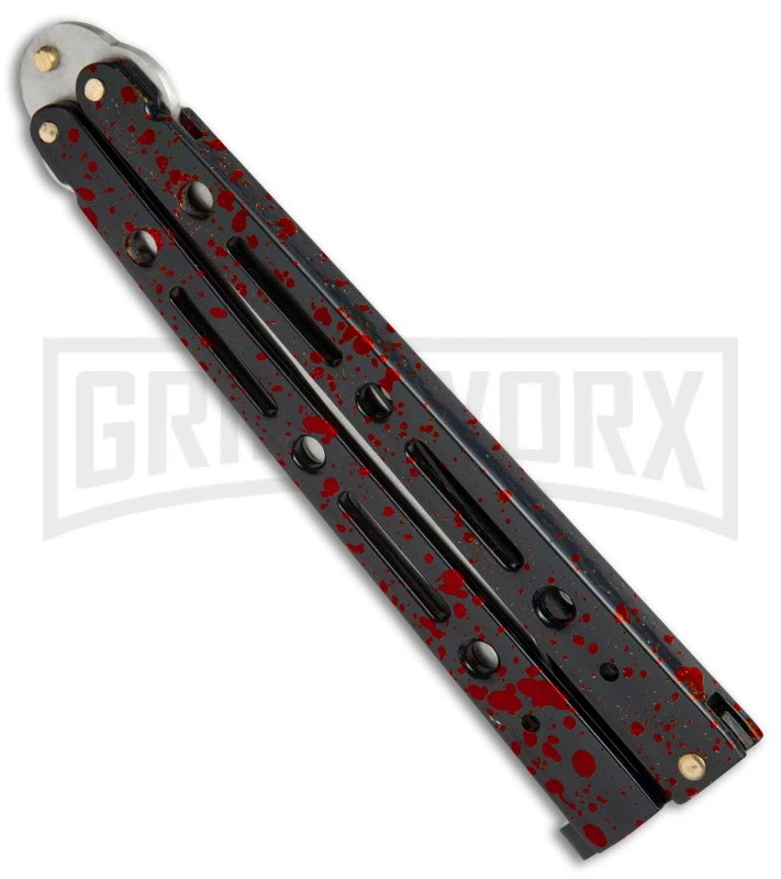 Mega Flick XL Red Balisong Butterfly Knife - Satin Plain 5 Mega Flick XL Red Balisong Butterfly Knife - Satin Plain - Image 3