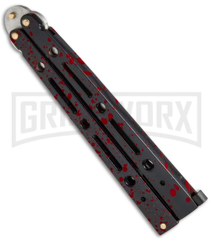 Mega Flick XL Red Balisong Butterfly Knife - Satin Plain 4 Mega Flick XL Red Balisong Butterfly Knife - Satin Plain - Image 2