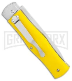 Mikov 241 Predator ABS Yellow Automatic Lever Lock Knife - Polish Plain -Pocket -Grindworx Mikov 241 Predator Lever Lock Automatic Knife Yellow 3.75 Polish Pocket Clip BHQ 117840 LS Side large