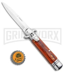 Milano 7.5" Lever Lock Automatic Knife Rosewood - Bayonet Satin 11 Milano 7.5" Lever Lock Automatic Knife Rosewood - Bayonet Satin -Grindworx Milano 7.5 Lever Lock Automatic Knife Rosewood Bayonet Satin GX 33519 ns bottlecap large