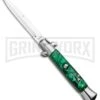 Milano 9" Italian Stiletto Green SwirlAutomatic Knife - Bayonet Satin 1 Milano 9" Italian Stiletto Green SwirlAutomatic Knife - Bayonet Satin -Grindworx Milano 9in Italian Stiletto Green Swirl Auto Bayo GSE019MGRN GX 33524 jr large