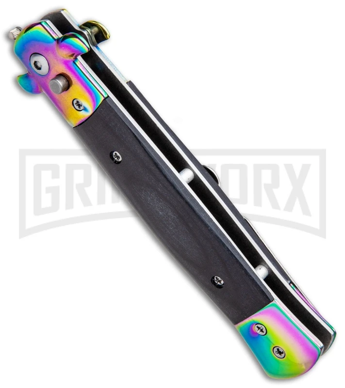 Milano 9" Stiletto Black Wood Automatic Knife - Bayonet Spectrum 4 Milano 9" Stiletto Black Wood Automatic Knife - Bayonet Spectrum - Image 2