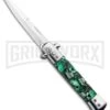 Milano 9" Stiletto Green Skull Automatic Knife - Bayonet Satin 2 Milano 9" Stiletto Green Skull Automatic Knife - Bayonet Satin -Grindworx Milano 9in Stiletto Green Skull Auto Bayo GSE018CMGRN 1 GX 33509 jr large