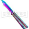 Rainbow Balisong Tanto Compound Butterfly Knife - Rainbow Plain -Grindworx Rainbow Bone Balisong DP Compound Butterfly Knife BF 201 2 GX 37590 jr large