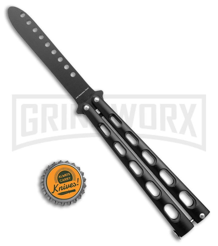 Ronin Gear Black Balisong Trainer Butterfly Knife - Black Plain 6 Ronin Gear Black Balisong Trainer Butterfly Knife - Black Plain - Image 4