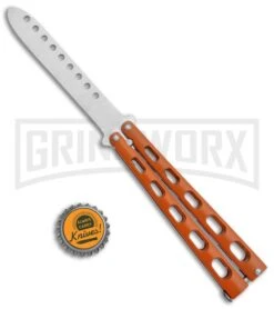 Ronin Gear Orange Balisong Trainer Butterfly Knife - Satin Plain -Grindworx Ronin Gear Orange Balisong Trainer Butterfly Satin GX 37346 jr bottlecap large