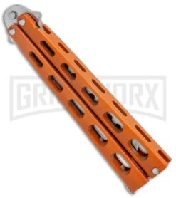 Ronin Gear Orange Balisong Trainer Butterfly Knife - Satin Plain -Grindworx Ronin Gear Orange Balisong Trainer Butterfly Satin GX 37346 jr side large