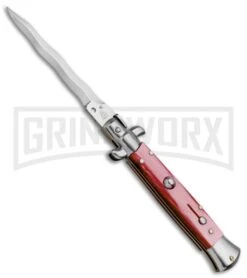 SKM/AB 9" Red Acrylic Automatic Stiletto Knife - Satin Kriss