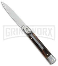 SKM 7.75" Slimline Brazilian Lever Lock Automatic Knife- Satin Swedge