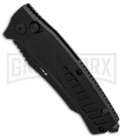 Schrade SC90BS Black Aluminum Automatic Knife - Black Serr -Grindworx Schrade SC90 Black Aluminum Black Serr BHQ 34170 er spine large