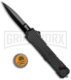 Schrade SCHOTF3B Viper OTF Assisted Opening Knife - Black Plain -Grindworx Schrade Viper OTF Assisted Opening Knife Black SCHOTF3B BHQ 11577 jr bottlecap large