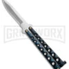 Scoundrel Balisong Black/Blue Butterfly Knife - Satin Plain 1 Scoundrel Balisong Black/Blue Butterfly Knife - Satin Plain -Grindworx Scoundrel Balisong Blue Butterfly Knife GX 39633 td large