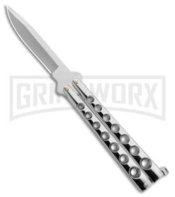 Scoundrel Balisong Silver Butterfly Knife - Satin Plain
