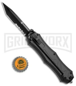 Smith & Wesson Spring Assisted Finger Actuator Tanto OTF Knife - Black Serr 13 Smith & Wesson Spring Assisted Finger Actuator Tanto OTF Knife - Black Serr -Grindworx Smith Wesson OTF Assist Finger Actuator Tanto Black Serr SWOTF9TBS BHQ 67474 jr bottlecap large