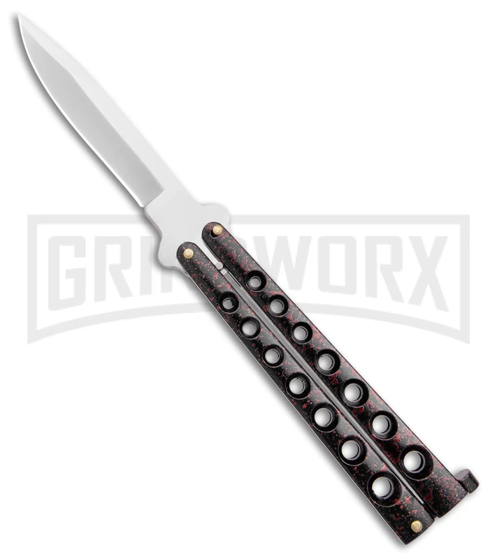 Scoundrel Balisong Black Red Butterfly Knife - Satin Plain 3 Scoundrel Balisong Black Red Butterfly Knife - Satin Plain