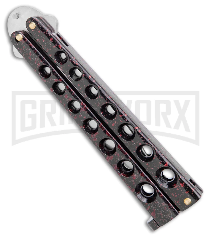 Scoundrel Balisong Black Red Butterfly Knife - Satin Plain 5 Scoundrel Balisong Black Red Butterfly Knife - Satin Plain - Image 3